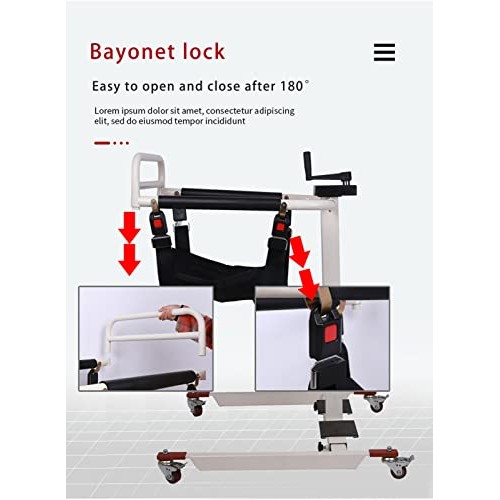 Lift Wheelchair for Home, Steel Transport Wheelchair, Bedside Commode Transpo...