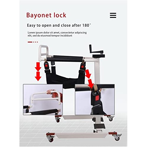 Steel Transport Wheelchair, Portable Patient Lift, Multifunctional Elderly Di...