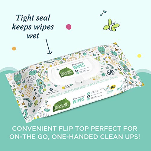 Seventh Generation Baby Wipes, Free & Clear with Flip Top Dispenser, White, u...