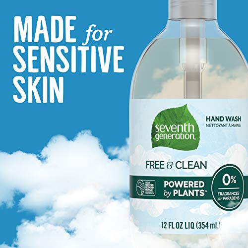 Seventh Generation Hand Soap, Free & Clean Unscented, 12 oz, 8 Pack (Packagin...