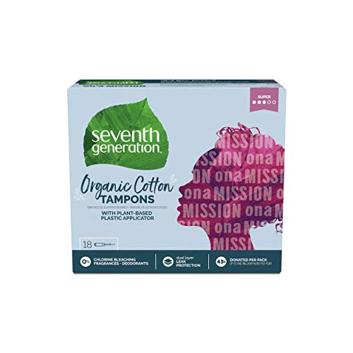 Seventh Generation Organic Cotton Tampons with Comfort Applicator Super Absor...