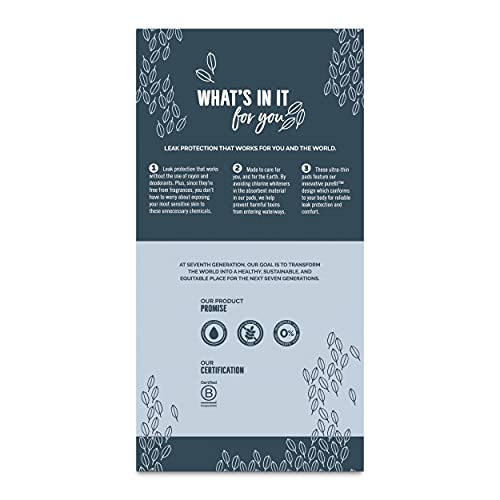 Seventh Generation Ultra Thin Pads, Overnight with Wings, Chlorine Free, 28 C...