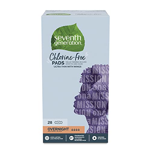 Seventh Generation Ultra Thin Pads, Overnight with Wings, Chlorine Free, 28 C...