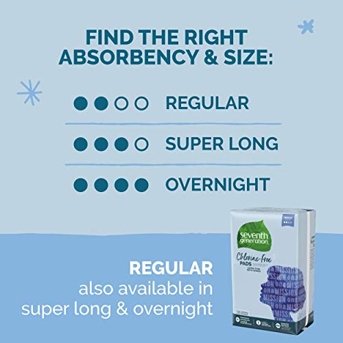 Seventh Generation Ultra Thin Pads with Wings, Regular Absorbency, Chlorine F...