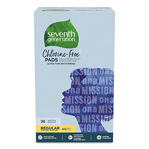 Seventh Generation Ultra Thin Pads with Wings, Regular Absorbency, Chlorine F...