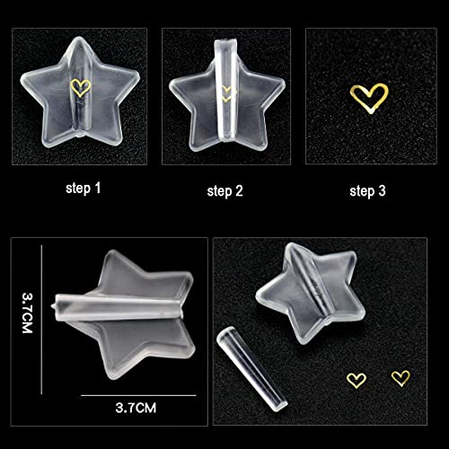 Seyafan 1000pcs 3D Gold Heart Nail Charms Kits Metallic Nail Art Stickers Set...