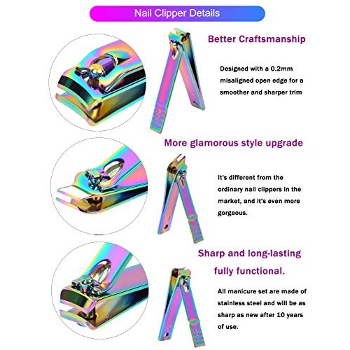 2020 New Rainbow Manicure Kits 18 Pcs Nail Clippers for Women Gift SFYDOM Wom...