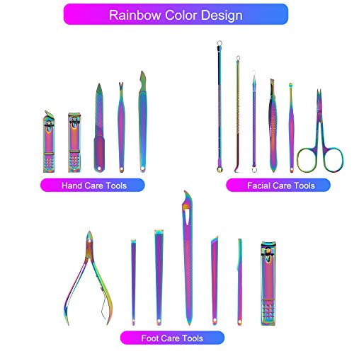 2020 New Rainbow Manicure Kits 18 Pcs Nail Clippers for Women Gift SFYDOM Wom...