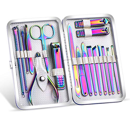 2020 New Rainbow Manicure Kits 18 Pcs Nail Clippers for Women Gift SFYDOM Wom...