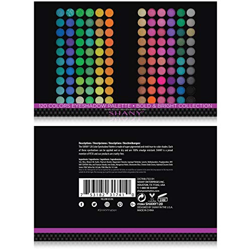 SHANY 120 Colors Eye shadow Palette, Bold and Bright Collection, Vivid Colors