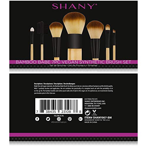 SHANY Bamboo Makeup Brush Set - Vegan Brushes With Premium Synthetic Hair & C...