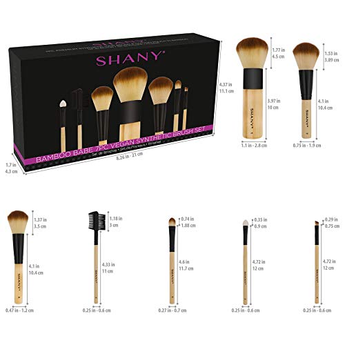 SHANY Bamboo Makeup Brush Set - Vegan Brushes With Premium Synthetic Hair & C...