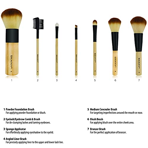 SHANY Bamboo Makeup Brush Set - Vegan Brushes With Premium Synthetic Hair & C...