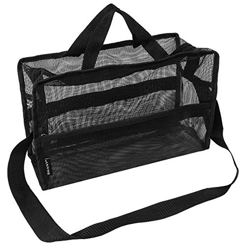 SHANY Collapsible Mesh Bag – Large See-Thru Travel Tote with Shoulder Straps ...