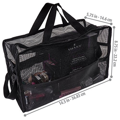 SHANY Collapsible Mesh Bag – Large See-Thru Travel Tote with Shoulder Straps ...