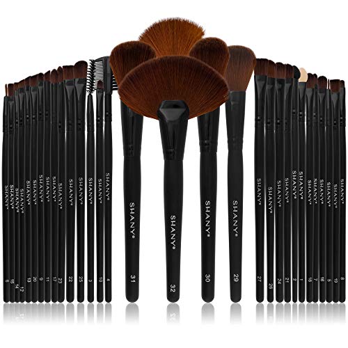 SHANY Professional Brush Set with Faux Leather Pouch, 32 Count, Synthetic Bri...