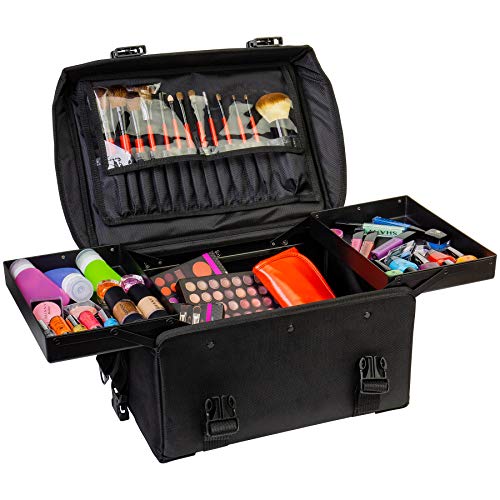 SHANY Soft Makeup Artist Rolling Trolley Cosmetic Case with Free Set of Mesh ...