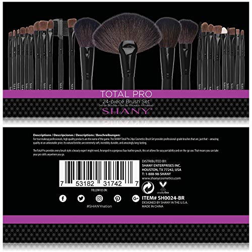 SHANY Studio Quality Natural Cosmetic Brush Set with Leather Pouch, 24 Count
