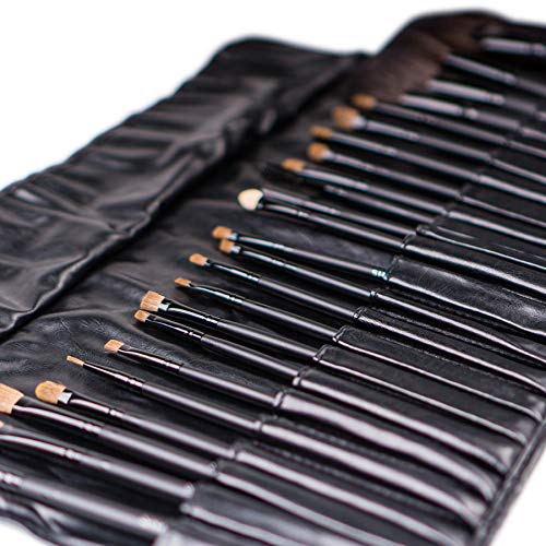 SHANY Studio Quality Natural Cosmetic Brush Set with Leather Pouch, 24 Count