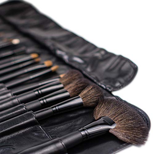 SHANY Studio Quality Natural Cosmetic Brush Set with Leather Pouch, 24 Count
