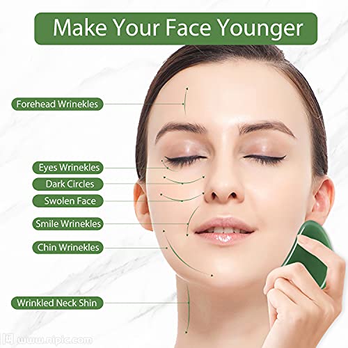 Gua Sha Facial Tools, Natural Jade Roller Stone Guasha Message Tool for Face ...