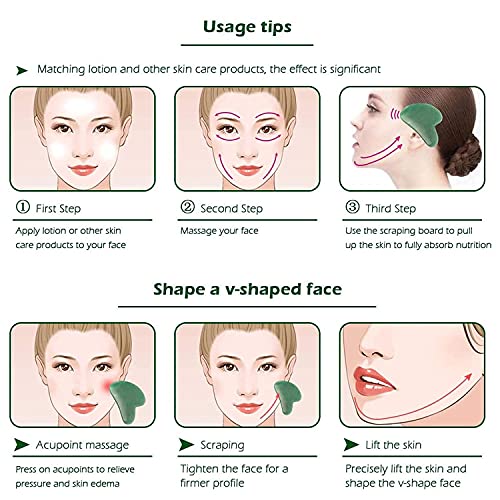 Gua Sha Facial Tools, Natural Jade Roller Stone Guasha Message Tool for Face ...