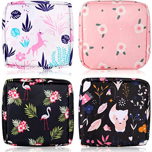 Shappy 4 Pieces Sanitary Napkin Bag Period Pad Pouch Period Holder Bag Kit Po...