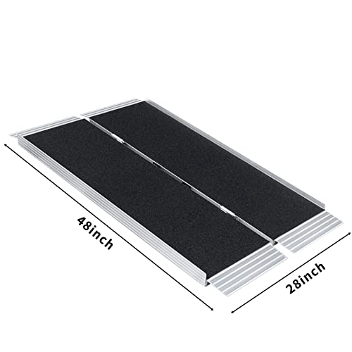 4FT Non-Skid Traction Folding Aluminum Wheelchair Ramp Scooter Mobility Handi...