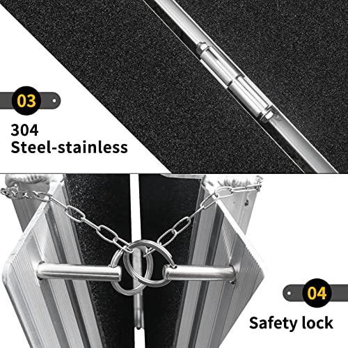 4FT Non-Skid Traction Folding Aluminum Wheelchair Ramp Scooter Mobility Handi...