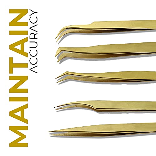 Sharp Skill Eyelash Extension Tweezers - 5 Piece Eyelash Extension Tweezer Se...