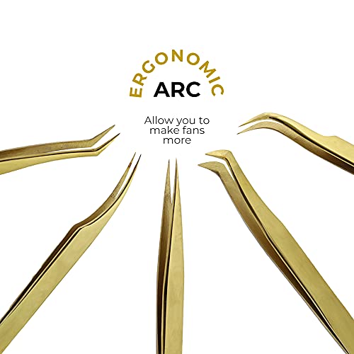 Sharp Skill Eyelash Extension Tweezers - 5 Piece Eyelash Extension Tweezer Se...