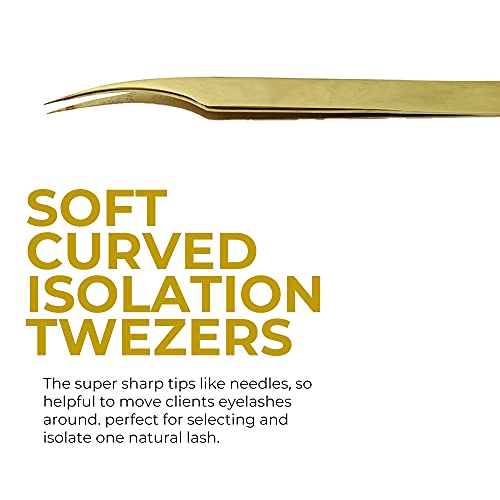 Sharp Skill Eyelash Extension Tweezers - 5 Piece Eyelash Extension Tweezer Se...