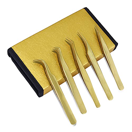 Sharp Skill Eyelash Extension Tweezers - 5 Piece Eyelash Extension Tweezer Se...