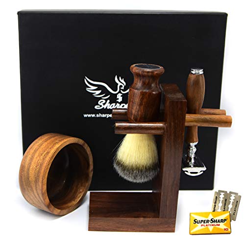 Grooming Shaving Set For Men, Double-sided Safety Razor, Pure synthetic Hair ...