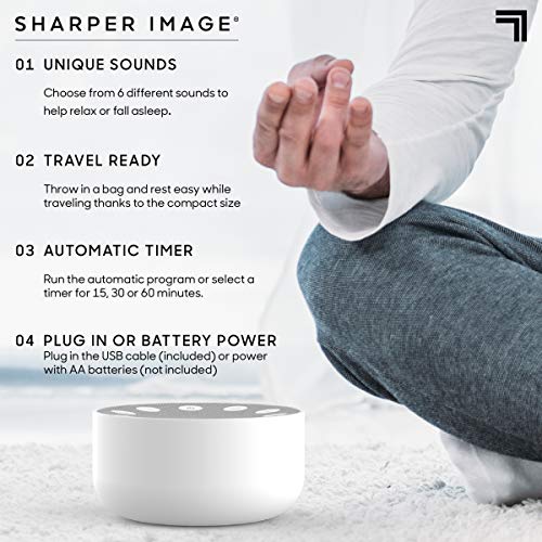 SHARPER IMAGE Sleep Therapy White Noise Machine, Soothing Nature Sounds for B...