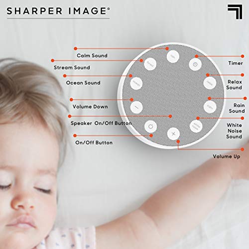 SHARPER IMAGE Sleep Therapy White Noise Machine, Soothing Nature Sounds for B...