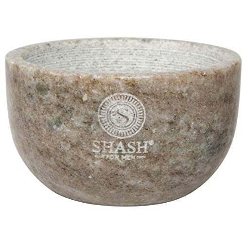 SHASH Marble Shaving Bowl, Grey - Lather Mug with Interior Grooves Builds a R...