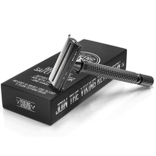Long Handle Double Edge Safety Razor - Butterfly Open Razor with 10 Japanese ...