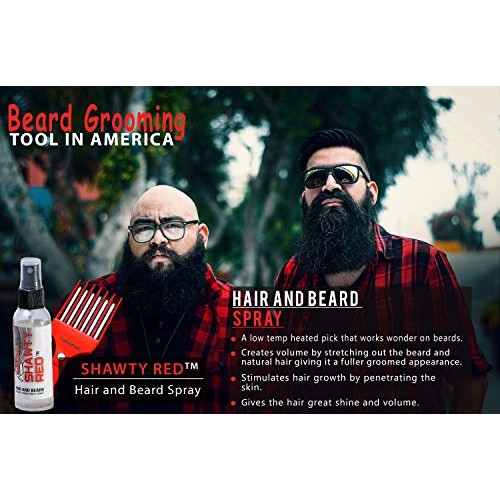Shawty Red Low Heat Beard Growth Kit for Men, Wooden Comb & leave in Conditio...