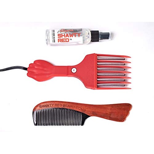 Shawty Red Low Heat Beard Growth Kit for Men, Wooden Comb & leave in Conditio...