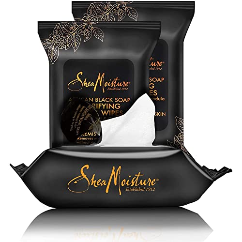Shea Moisture Makeup Remover Face Wipes, African Black Soap, With Tea Tree Oi...