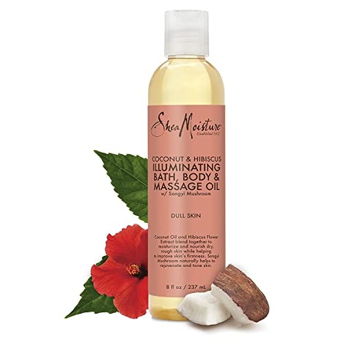 SheaMoisture Coconut & Hibiscus Bath, Body & Massage Oil, 8 Ounces - 2pc