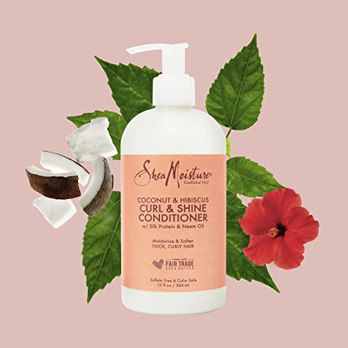 SheaMoisture Curl Shine Silicone Free Conditioner for Curly Hair Coconut Hibi...