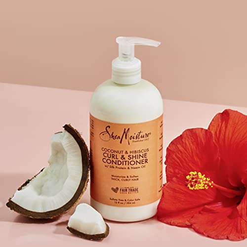 SheaMoisture Curl Shine Silicone Free Conditioner for Curly Hair Coconut Hibi...