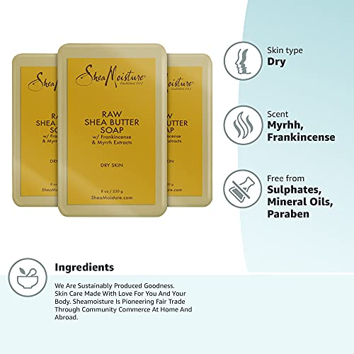 SheaMoisture Face and Body Bar Soap for Dry Skin with Paraben Free, Raw Shea ...