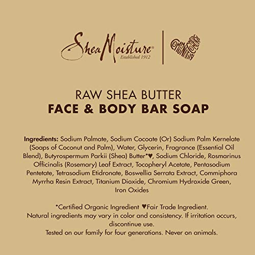 SheaMoisture Face and Body Bar Soap for Dry Skin with Paraben Free, Raw Shea ...