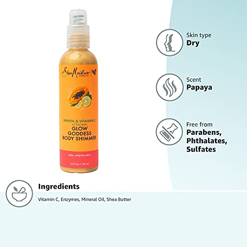 SheaMoisture Goddess Body Shimmer for Dry Skin, Dull Skin Papaya and Vitamin ...