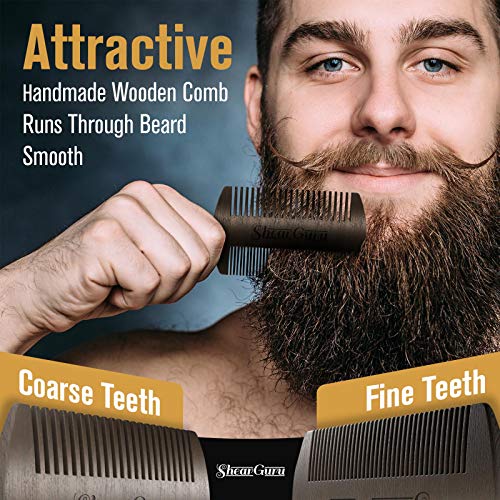 Natural Complete Care Beard Grooming Kit for Men– Brush Set 100% Boar Bristle...