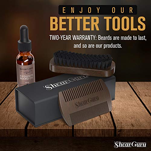 Natural Complete Care Beard Grooming Kit for Men– Brush Set 100% Boar Bristle...