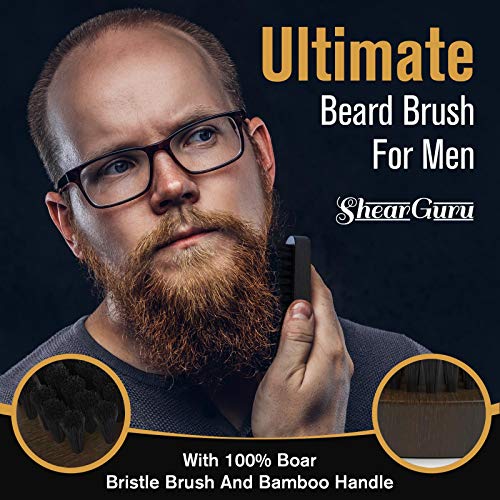 Natural Complete Care Beard Grooming Kit for Men– Brush Set 100% Boar Bristle...
